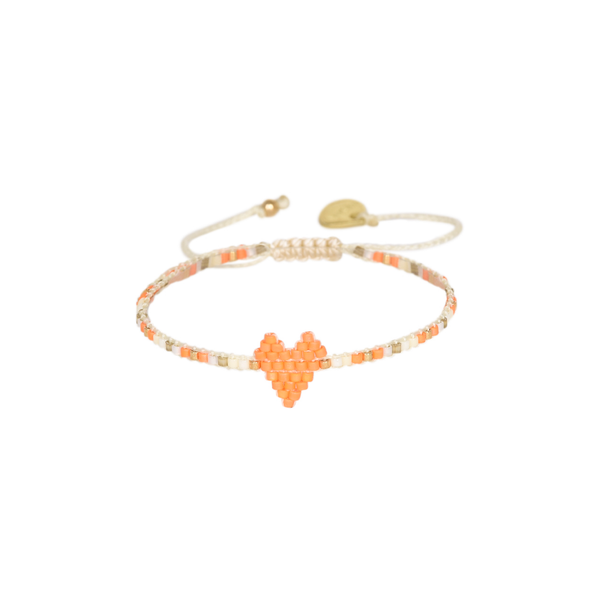Orange Beaded Heart Bracelet