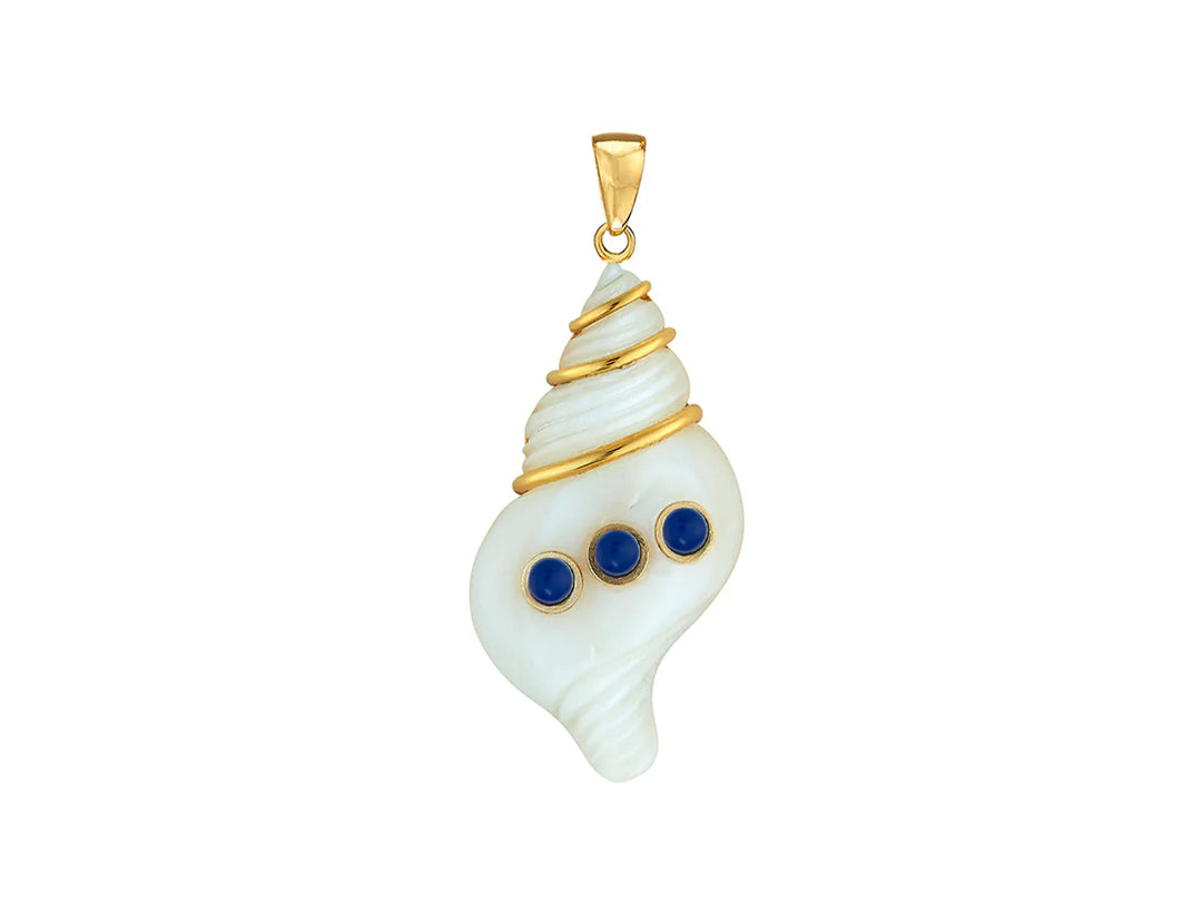 Mother of Pearl Seashell Charm with Lapis