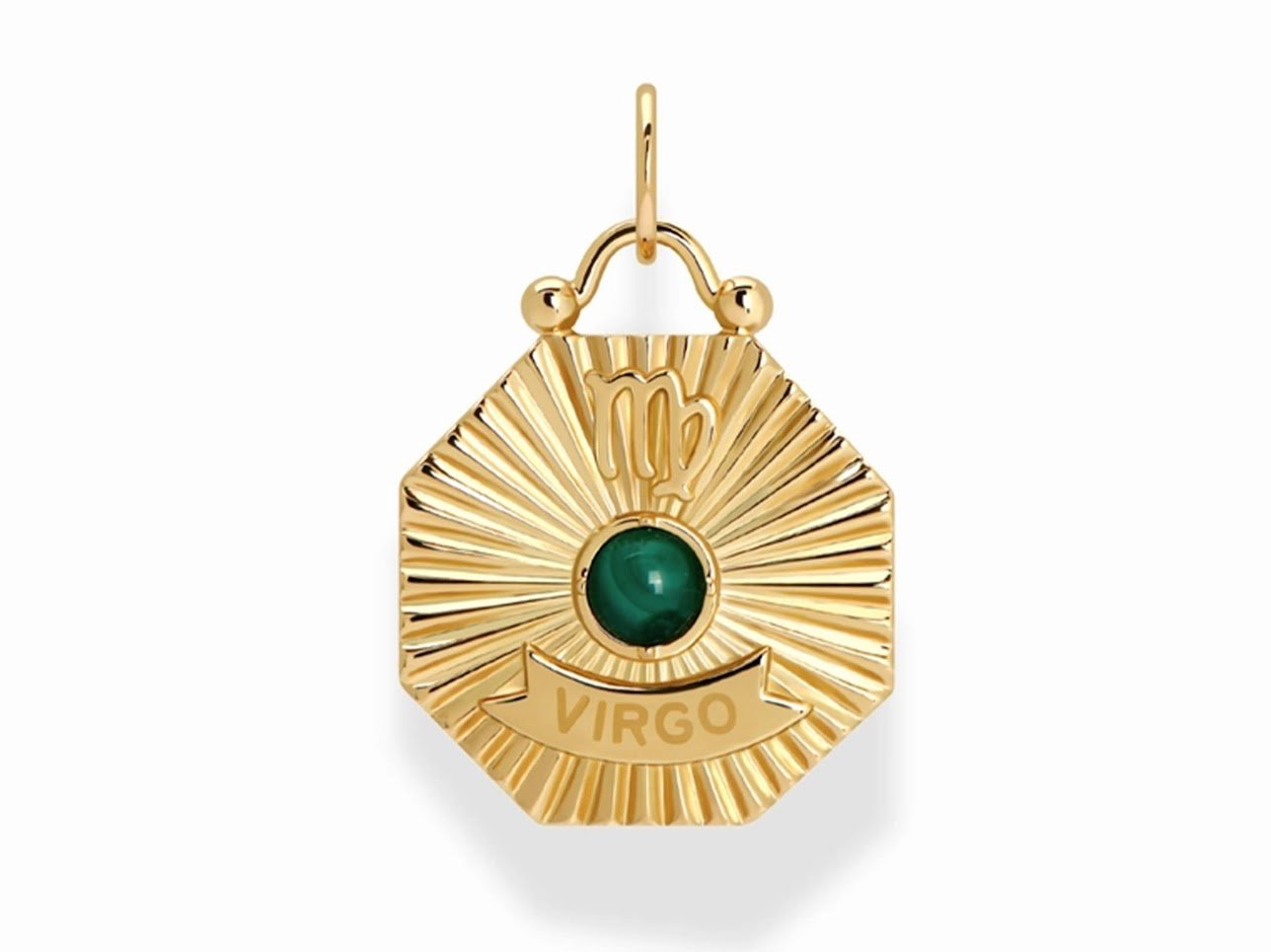 Virgo Charm with Malachite and CZs