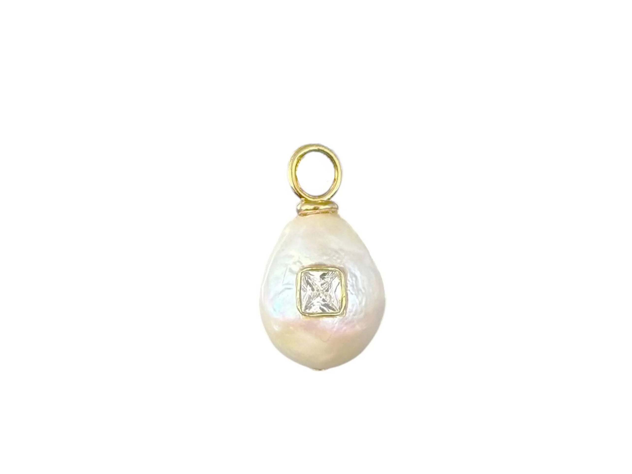 Freshwater Pearl Charm with Natural Zircon