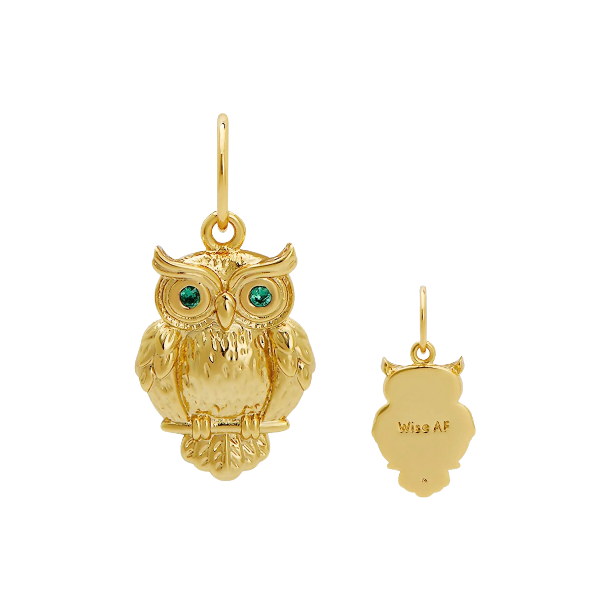 Wise AF Owl Charm on Green Cord Necklace