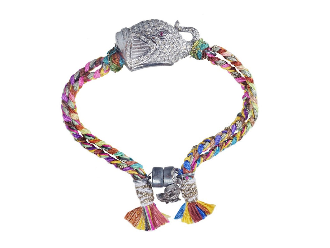 SS Diamond and Ruby Elephant Bracelet
