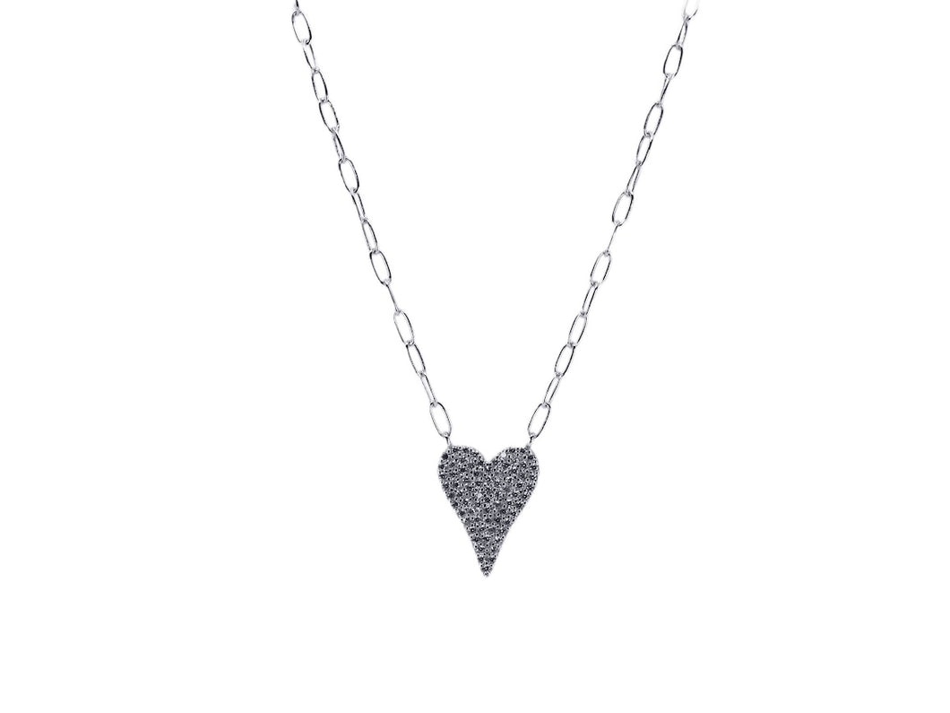Silver Elongated Heart Necklace