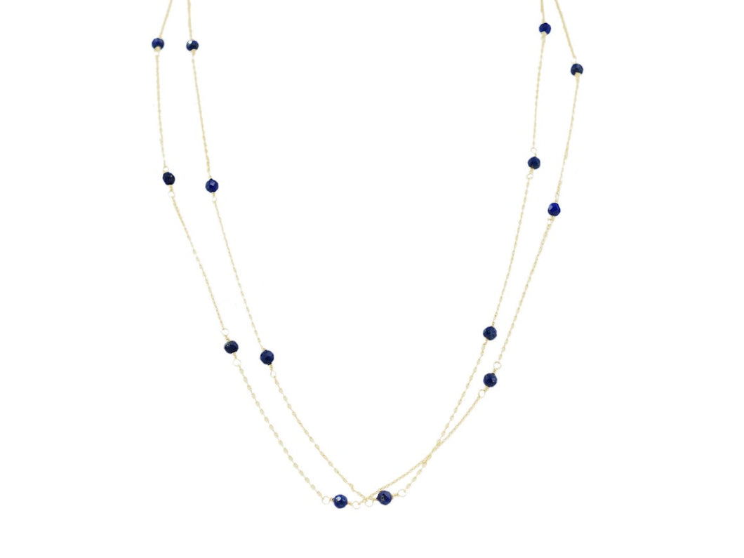 Double Chain Necklace with Lapis