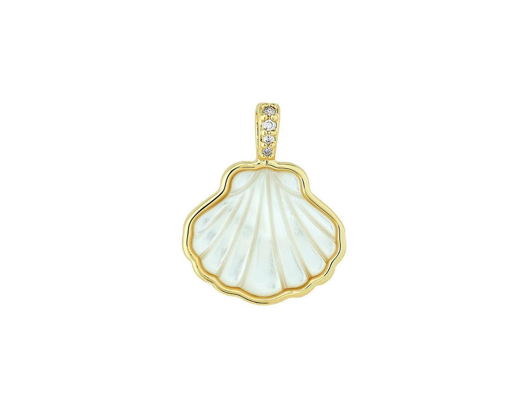 Mother of Pearl Scallop Charm with CZs