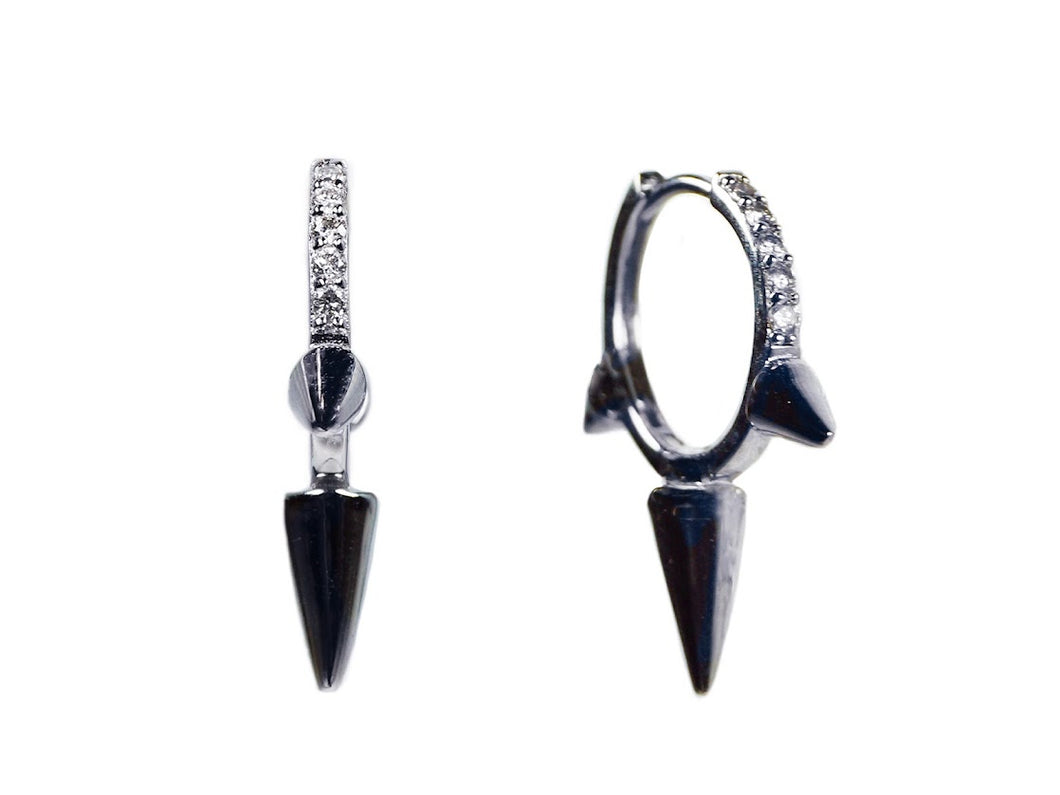 SS Spike Huggie Hoops with Diamonds