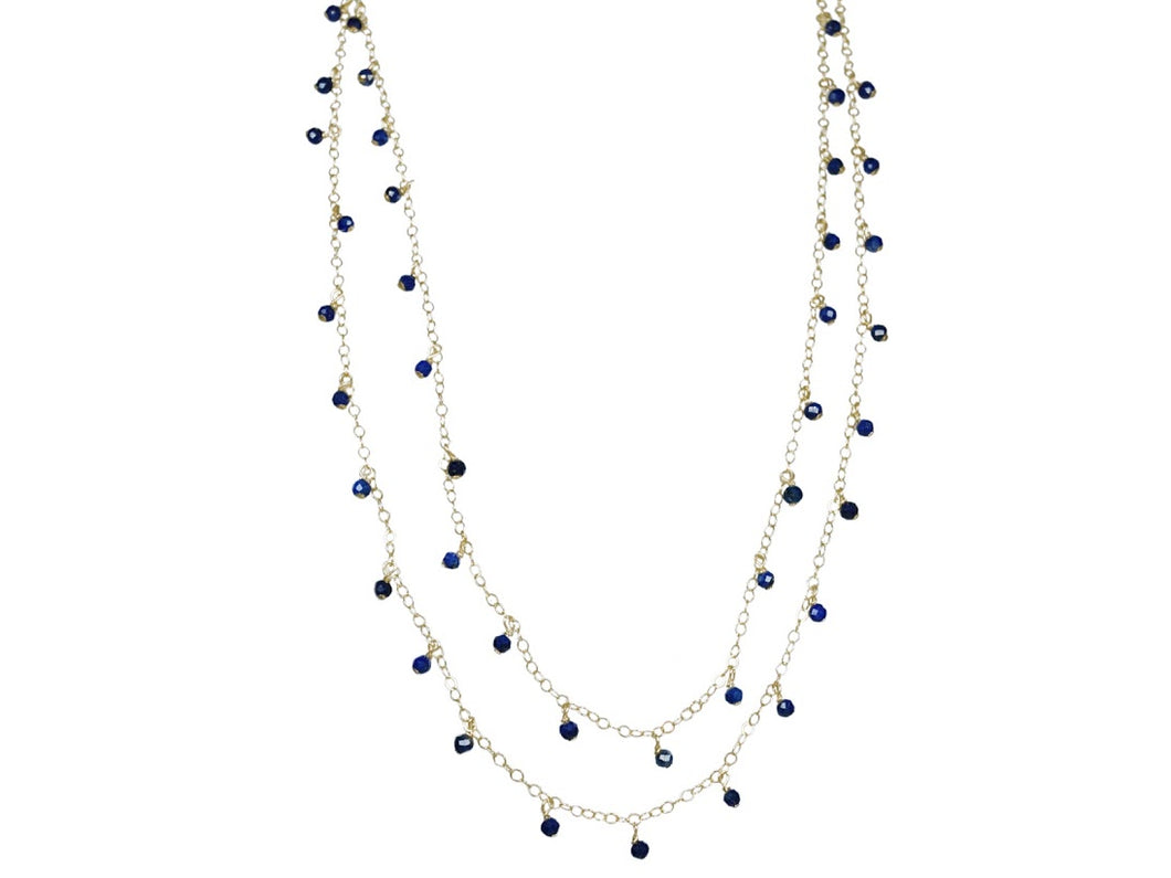 Double Chain Lapis Necklace