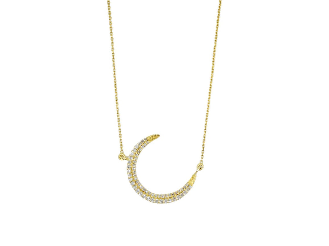 14k Crescent Moon Necklace with Diamonds