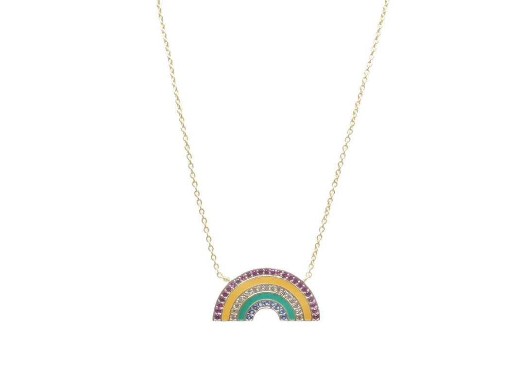 Multicolor Crystal and Enamel Rainbow Necklace