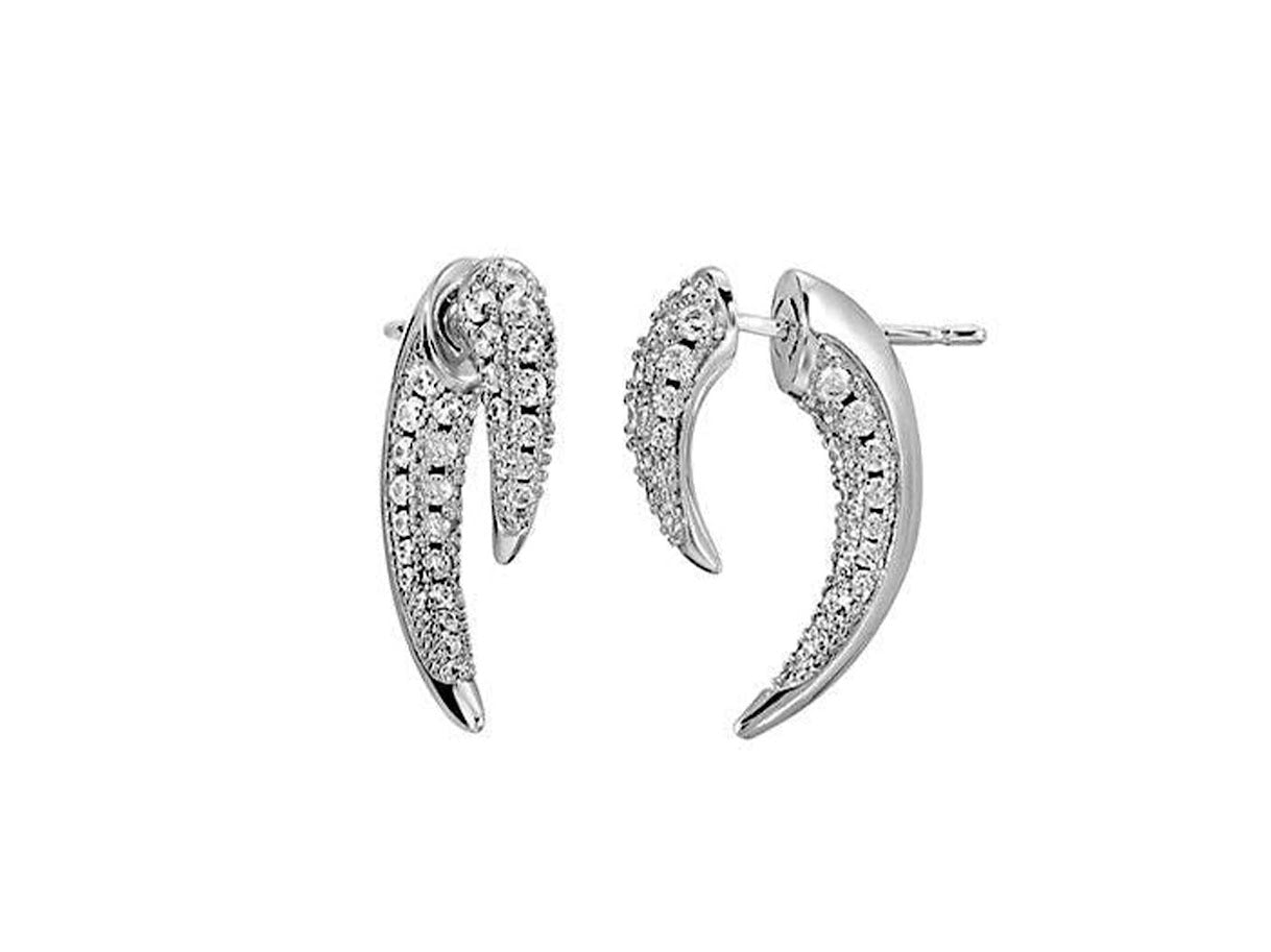 Silver Tusk Ear Jacket Earrings