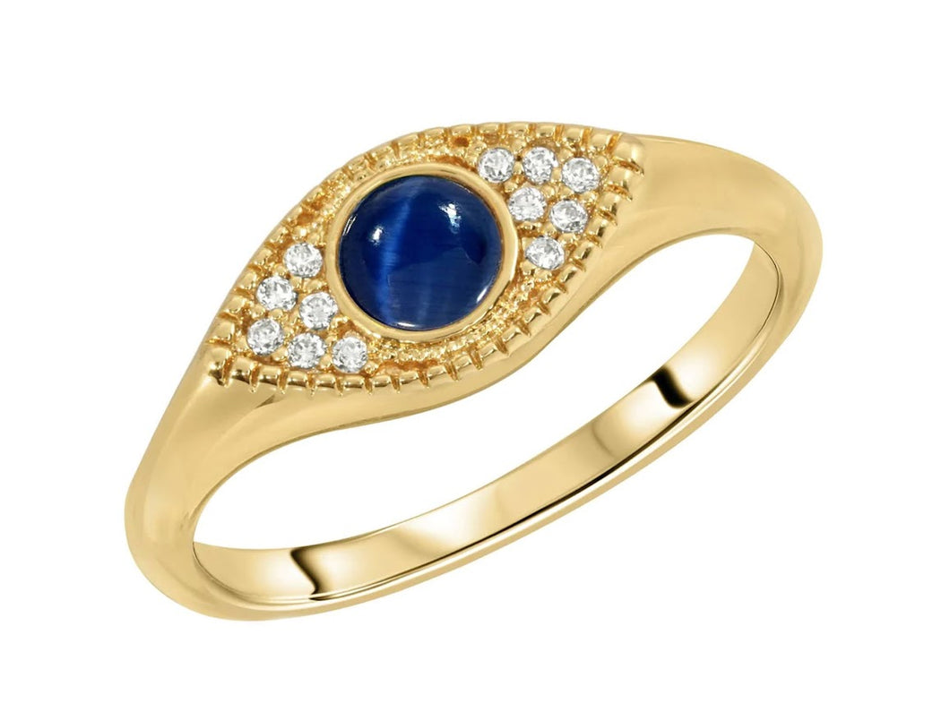 Blue Evil Eye Signet Ring
