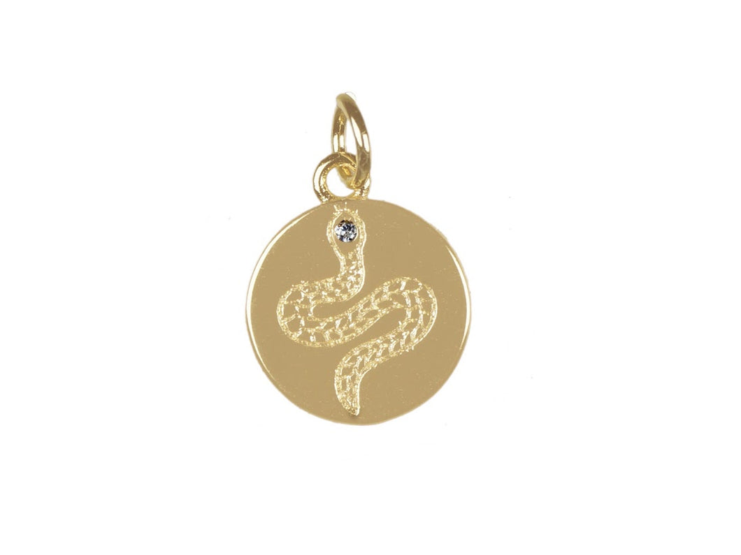 Snake Coin Charm with CZ