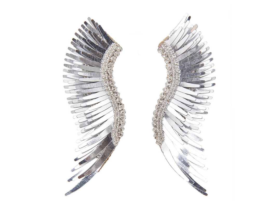 Silver Metallic Winged Earrings