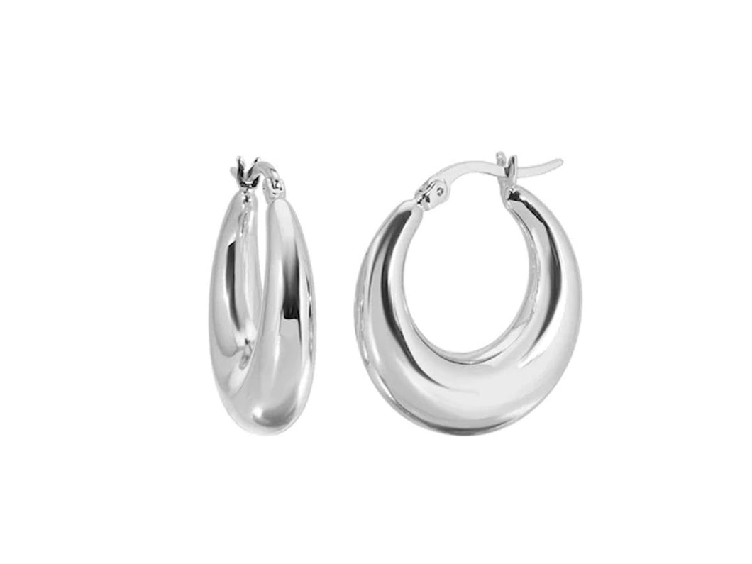 Small Silver Hoops with Curved Bottom