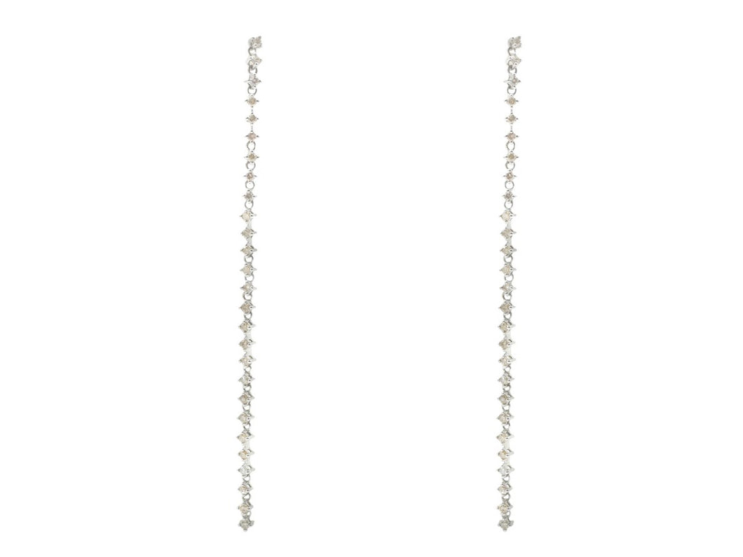SS Chain Earrings with Diamonds
