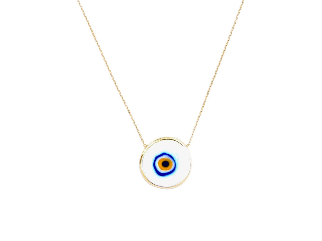 White Enamel Evil Eye Necklace