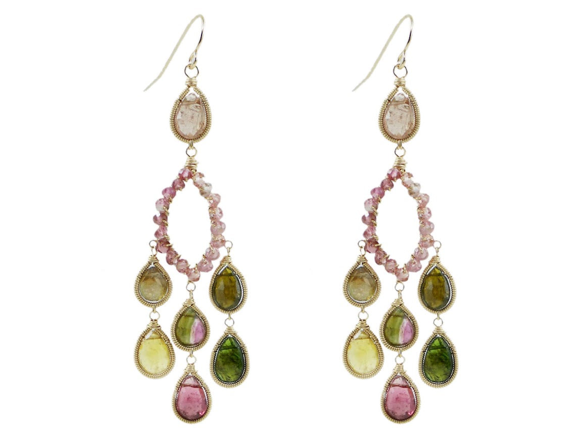 Multicolored Tourmaline Chandelier Earrings.