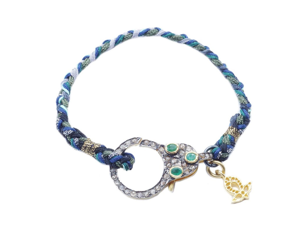 GP/SS Diamond and Emerald on Silk Cord Bracelet