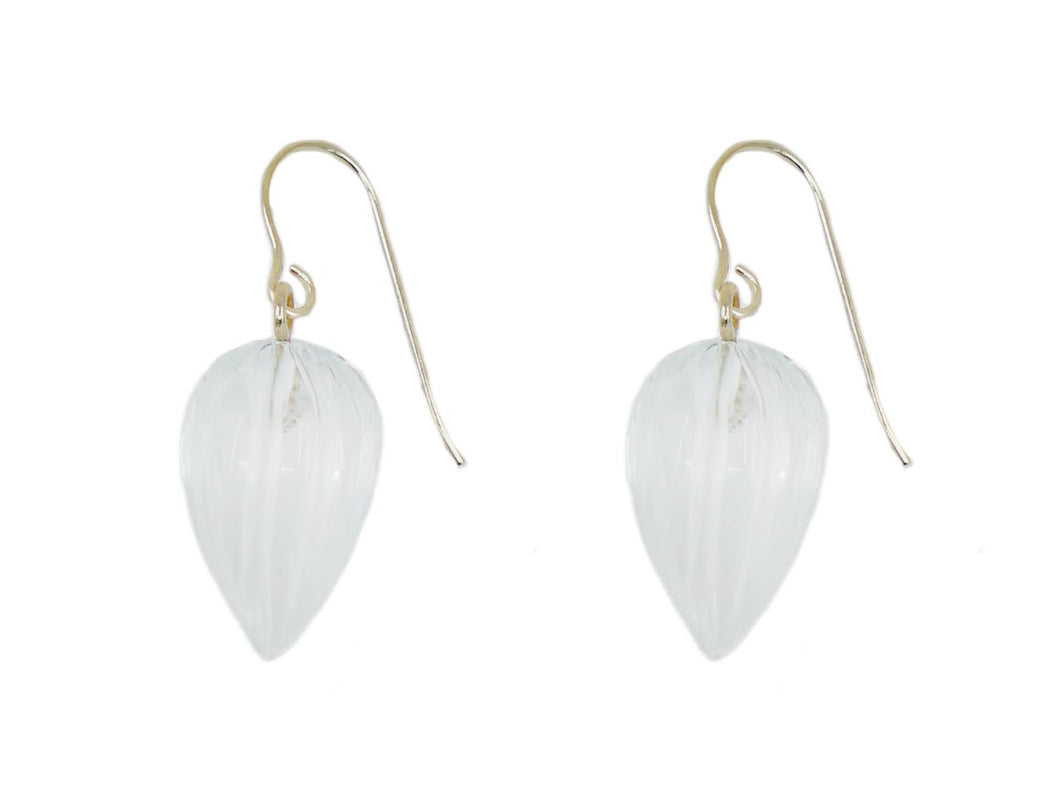 14k Fluted Quartz Crystal Earrings
