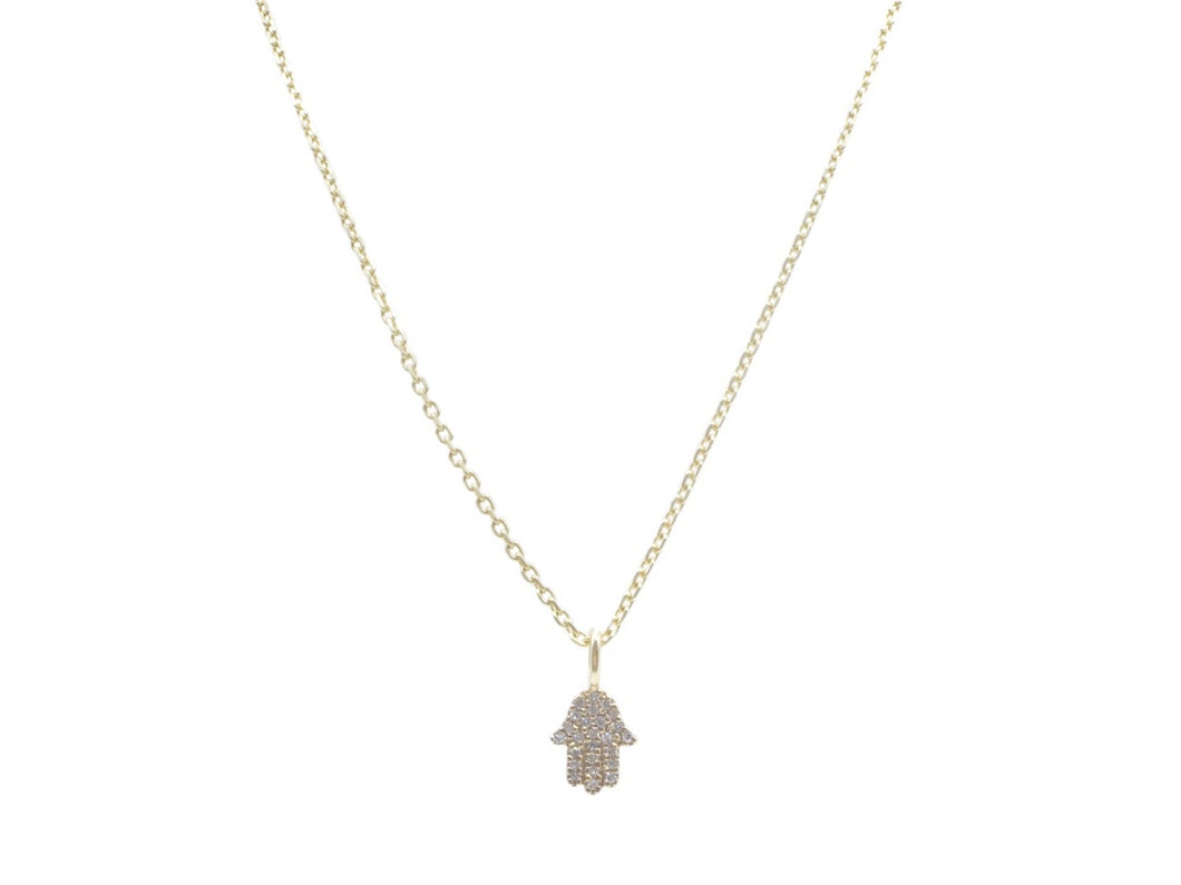 Mini Diamond Hamsa Necklace