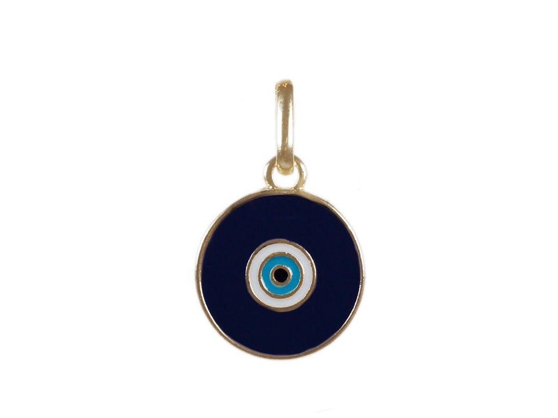 Navy and Turquoise Enamel Evil Eye Charm