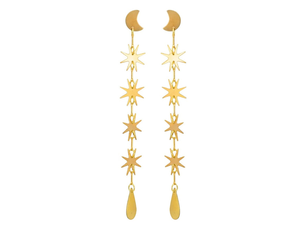 Brass Star Drop Earrings