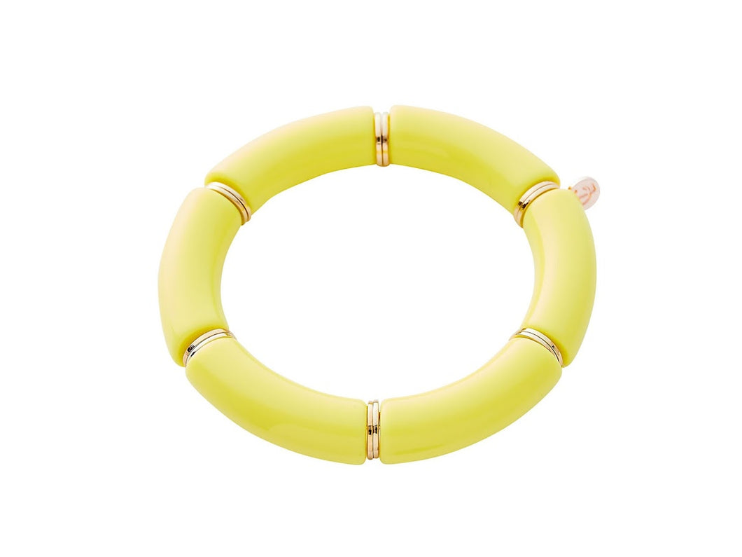 Canary Acrylic Thick Tube Bead Stretch Bracelet