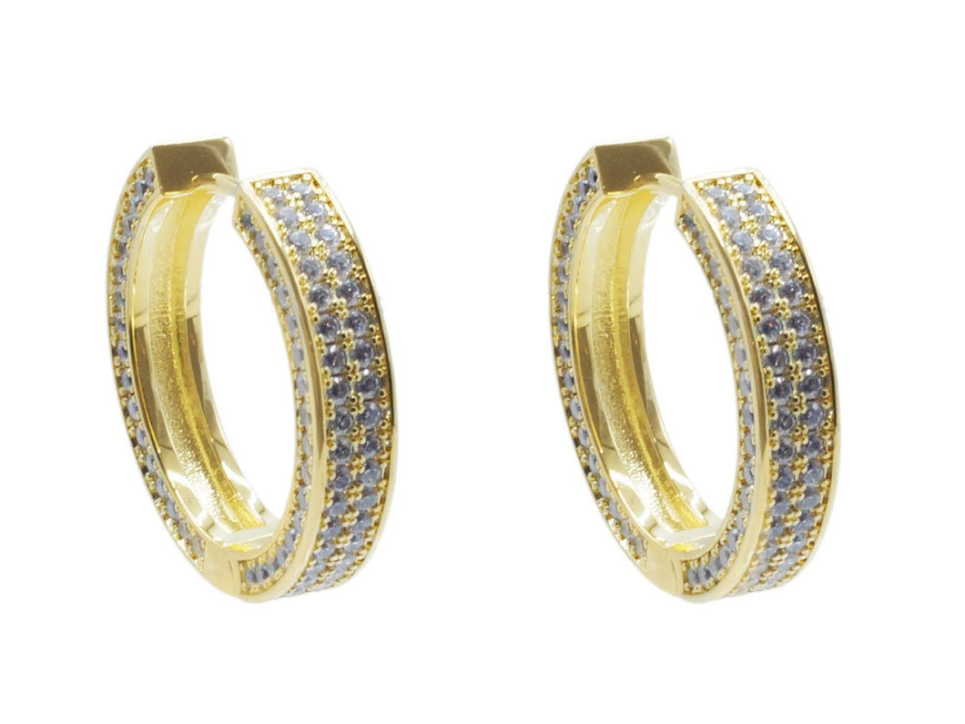 Gold Pave Hinge Hoops