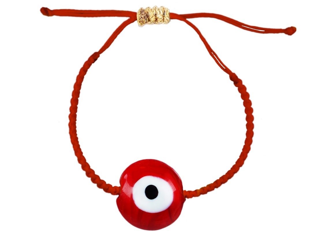 Red Ceramic Evil Eye Red Braided Bracelet