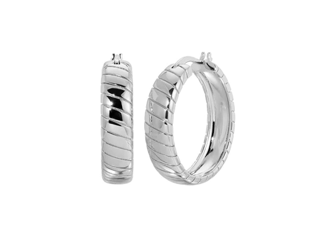 Silver Cobra Chain Hoop Earrings