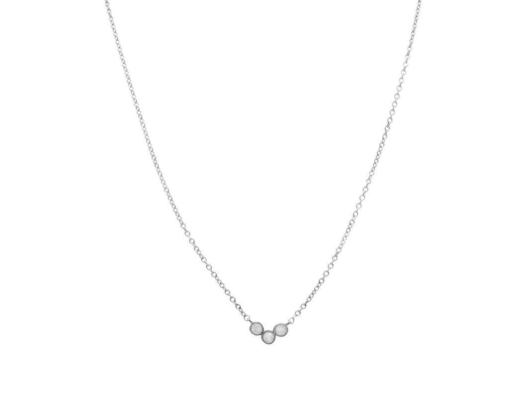 14k White Gold 3-Stone Necklace