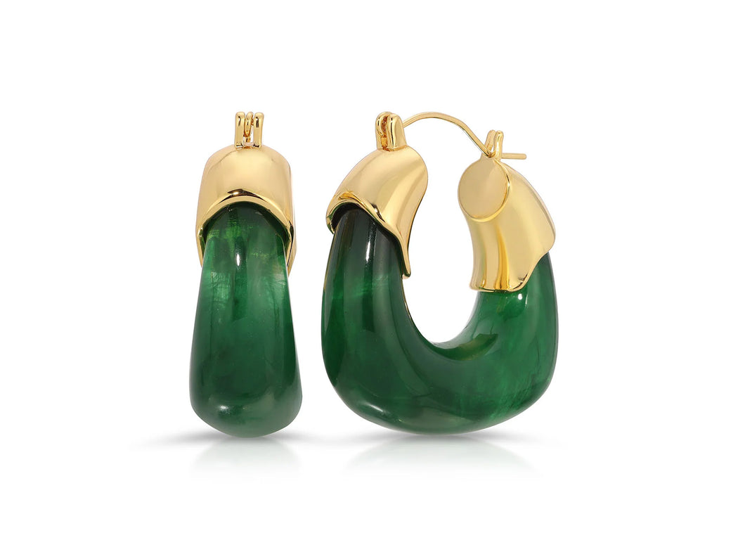 Gold and Green Rounded Hoops