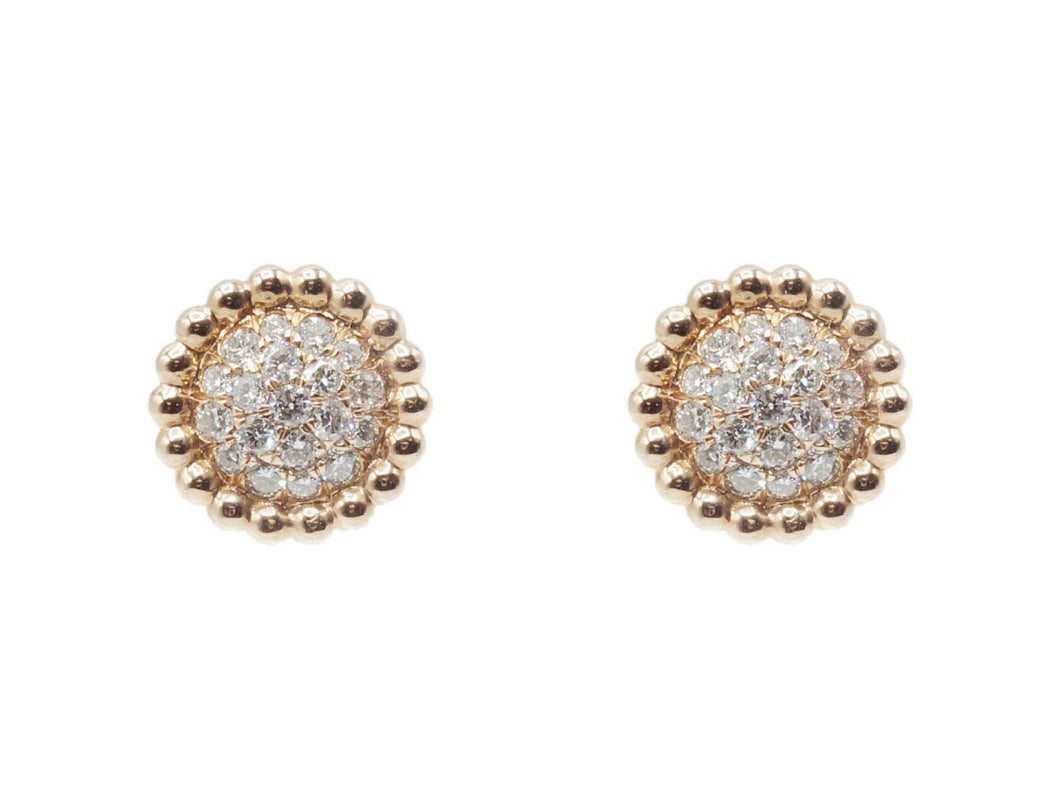 14k Round Pave Diamond Post Earrings