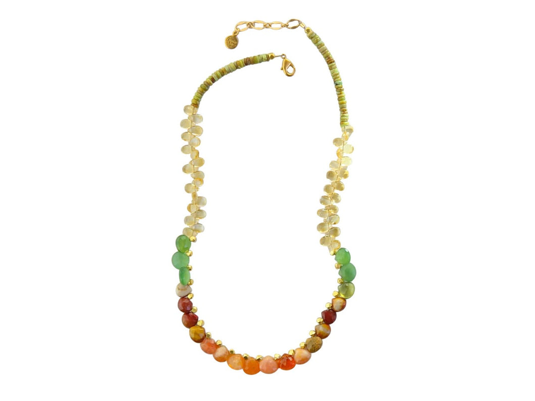 Fire Opal and Mochite Necklace