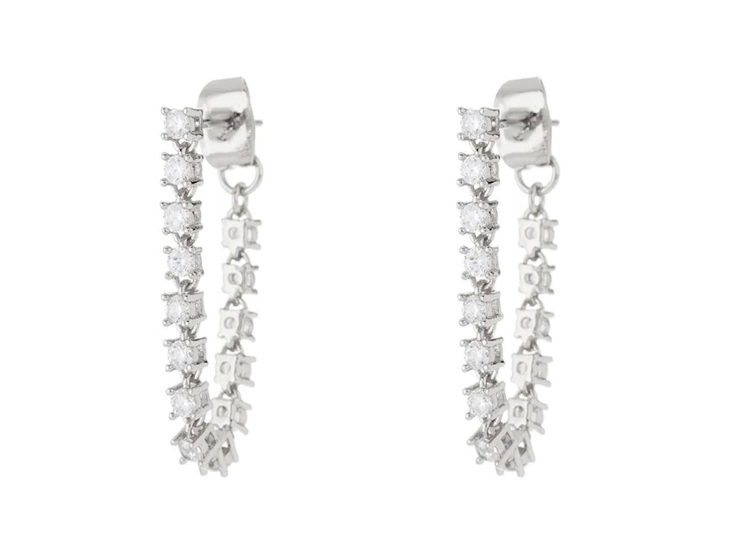 Silver Chain Stud Earrings
