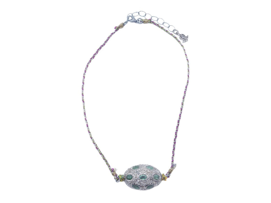 14k Diamond and Emerald Pendant Necklace