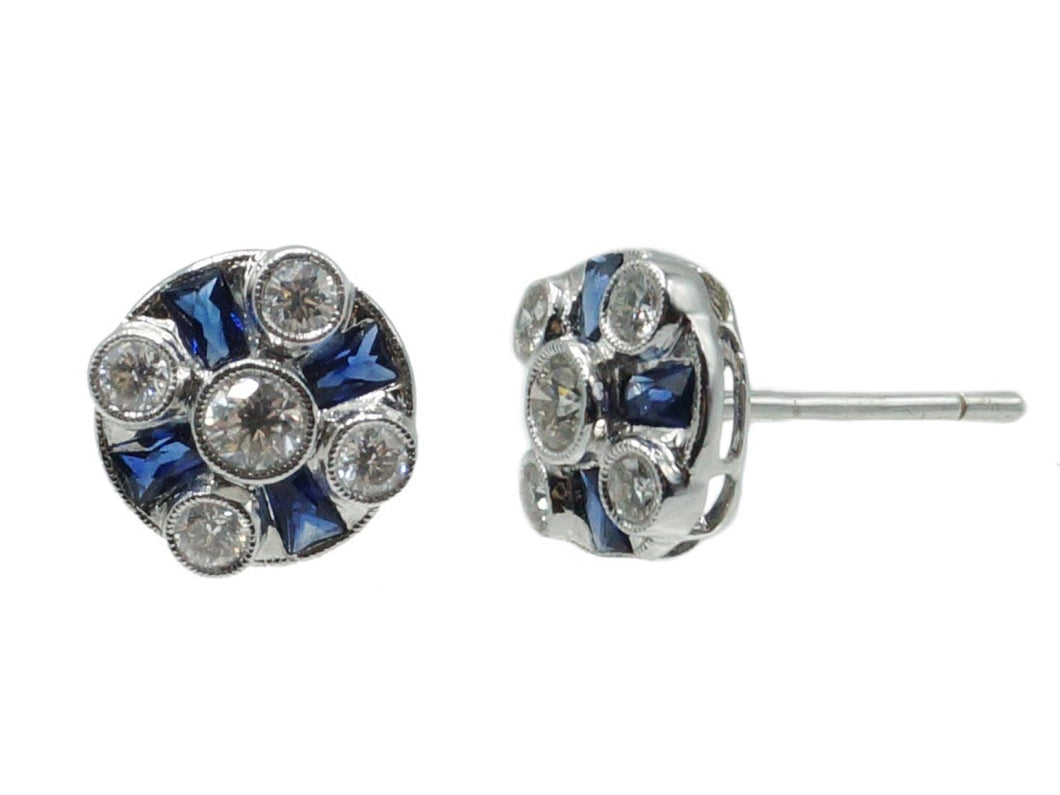 18k Sapphire and Diamond Stud Earrings