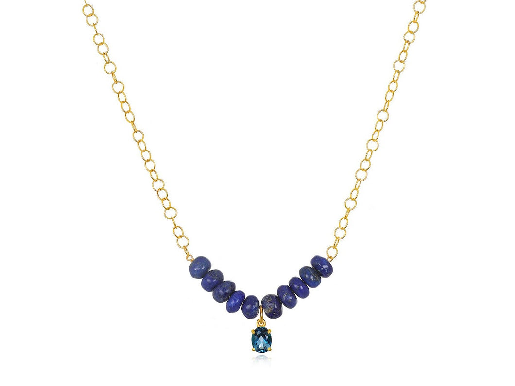 London Blue Topaz and Lapis Chain Necklace