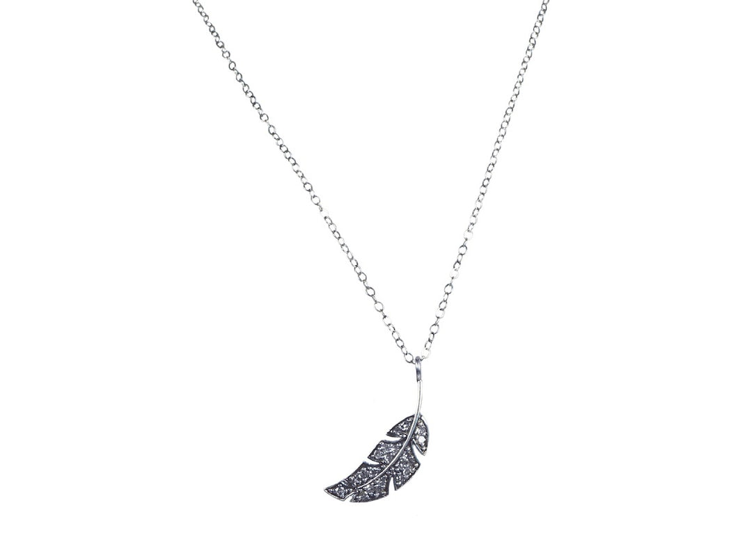 SS and Diamond Feather Necklace