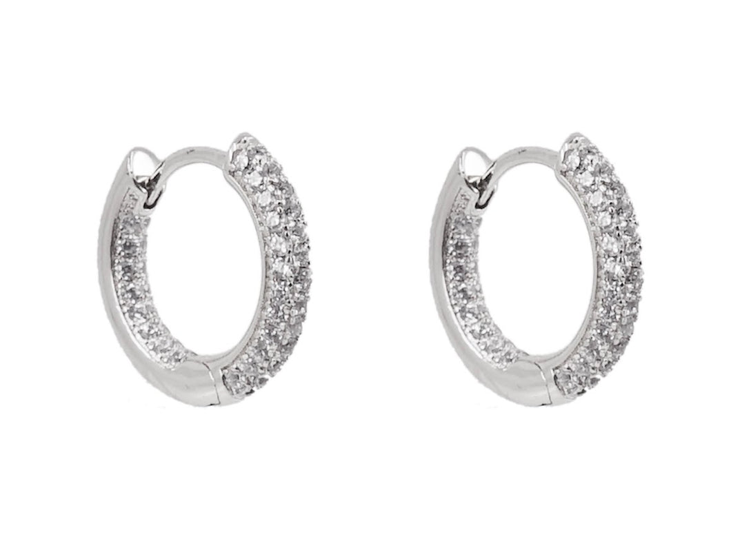 Silver Reversible Mini Hoops with CZs