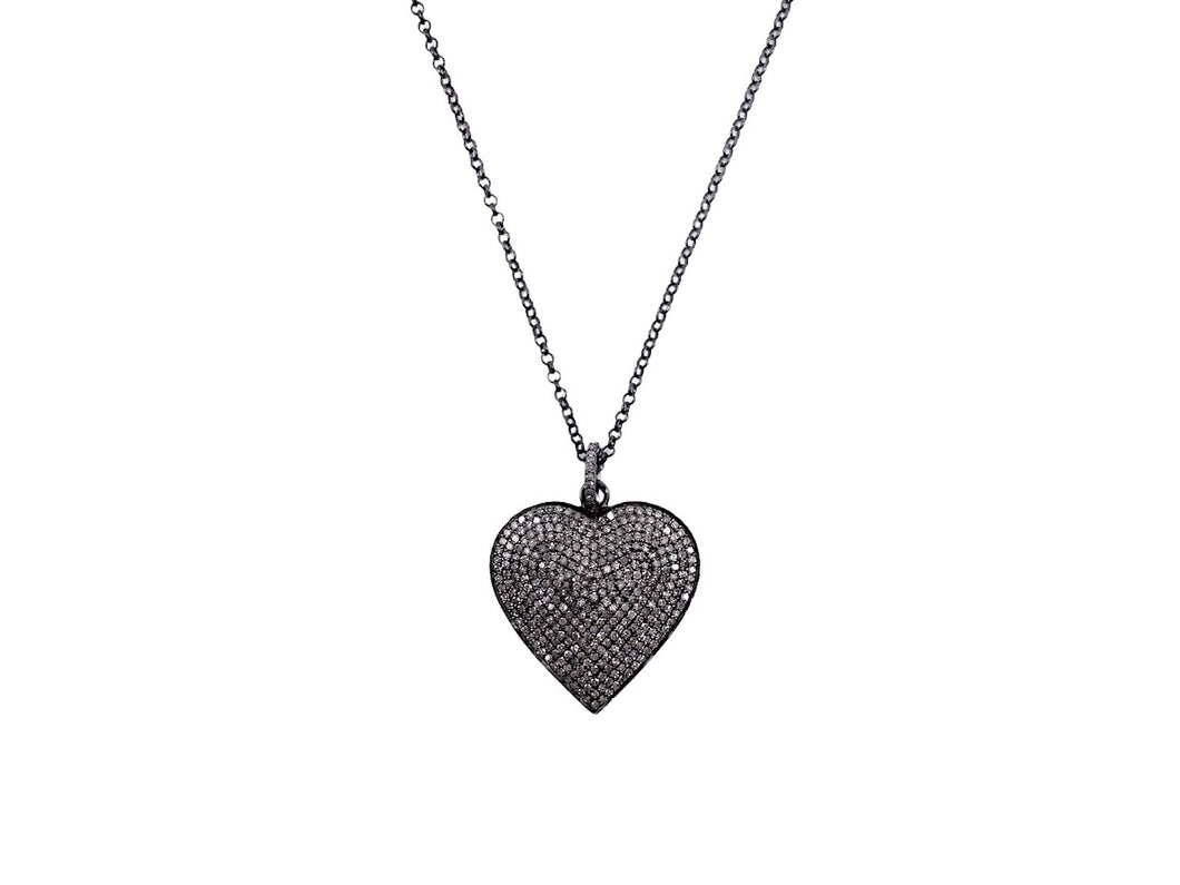 SS Pave Diamond Heart Necklace