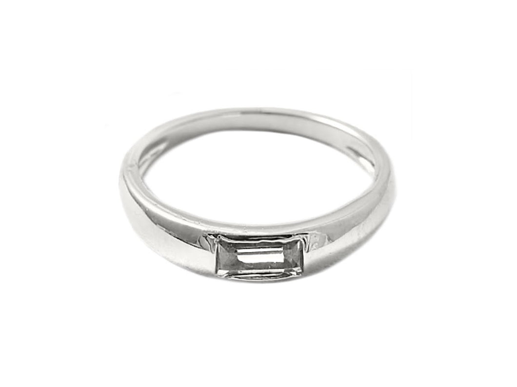 Silver Band with Baguette CZ