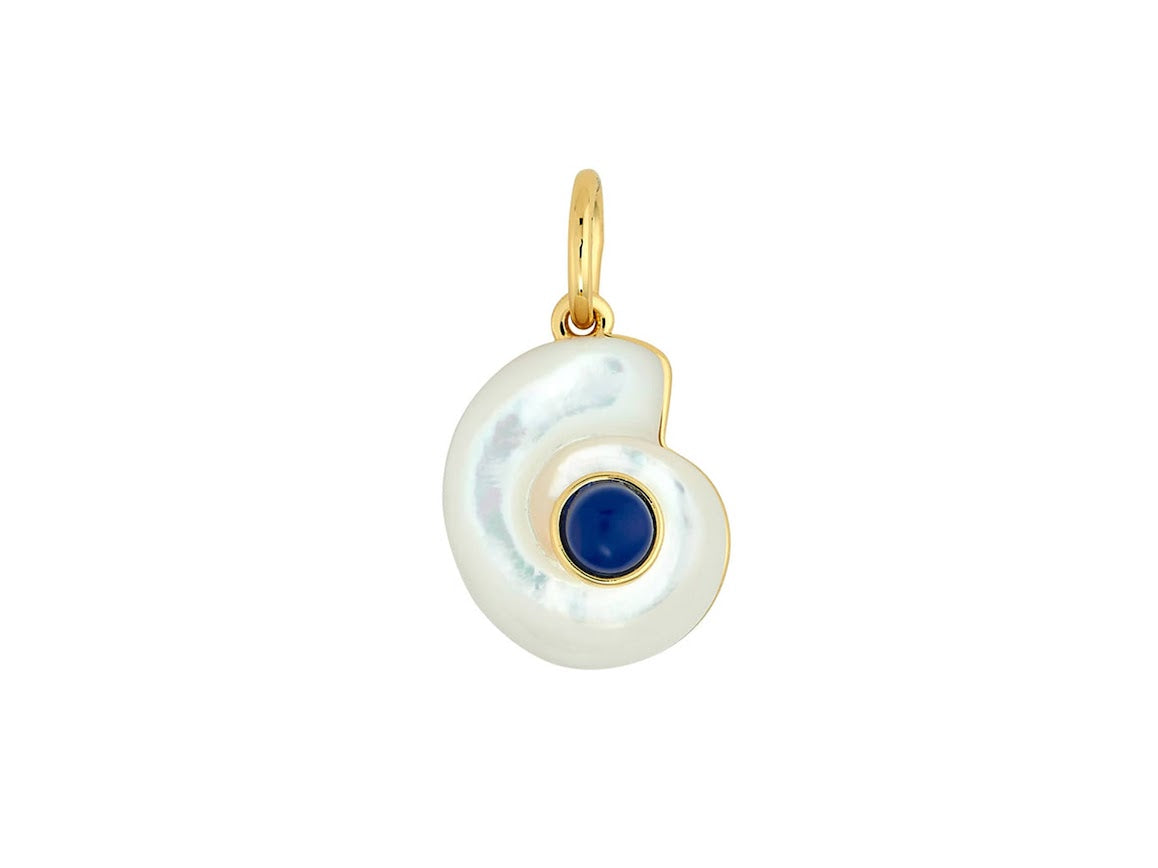 Mother of Pearl Shell Charm with Lapis
