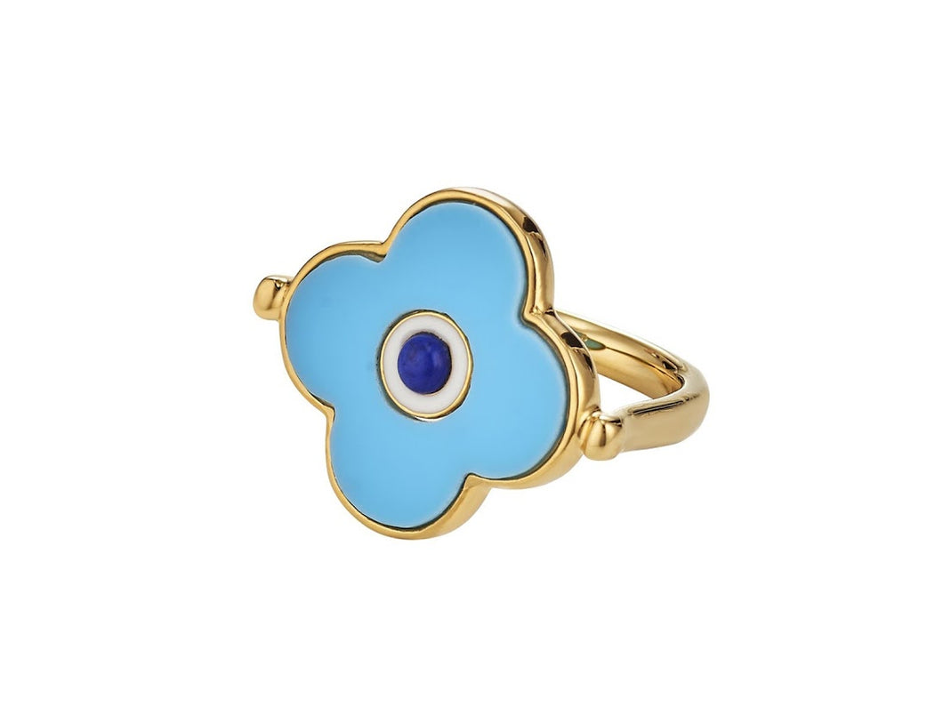 Turquoise and Lapis Clover Ring