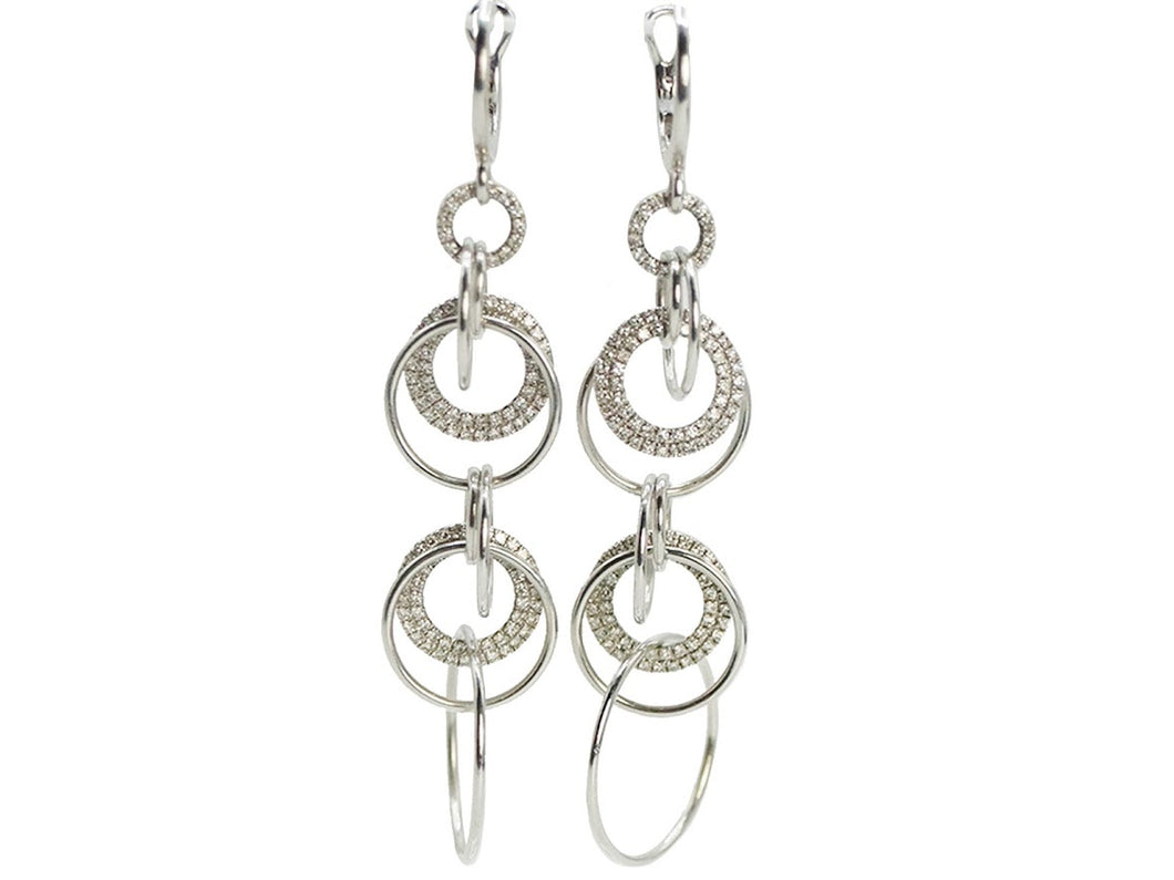 14k Pave Diamond Multi-Circle Earrings