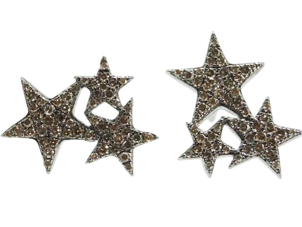 SS Three Star Diamond Earrings