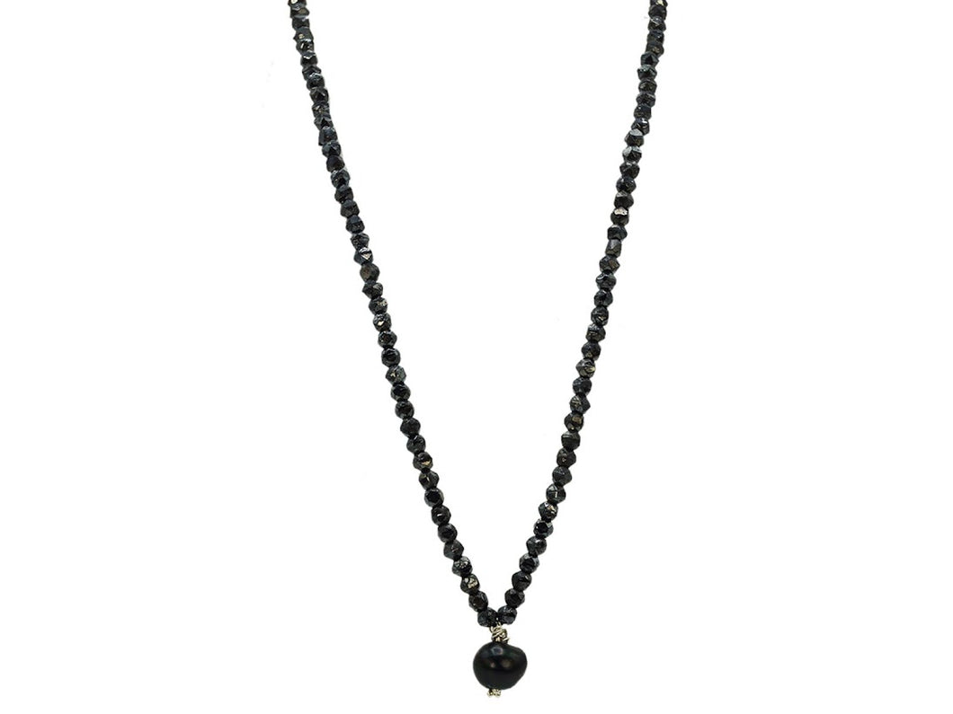 Charcoal Bead and Black Pearl Necklace